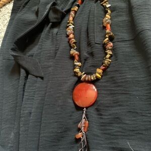 Chico's Red and Brown Stone Necklace